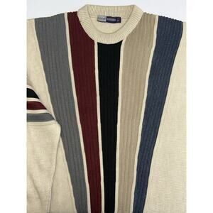 COOGI Australia Down Under Blue Vintage Panel Stripe Navy Gray Sweater XXL